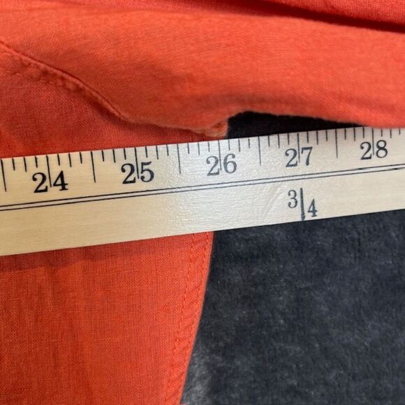 Marc Anthony Linen Blend Double Pocket Button Front Shirt Orange Size XXL - Picture 6 of 9